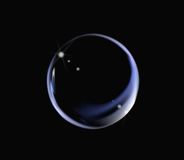 istock Realistic soap bubble with rainbow colors on black background. Soap Bubble with glares. Bubble illustration vector. 1011728786