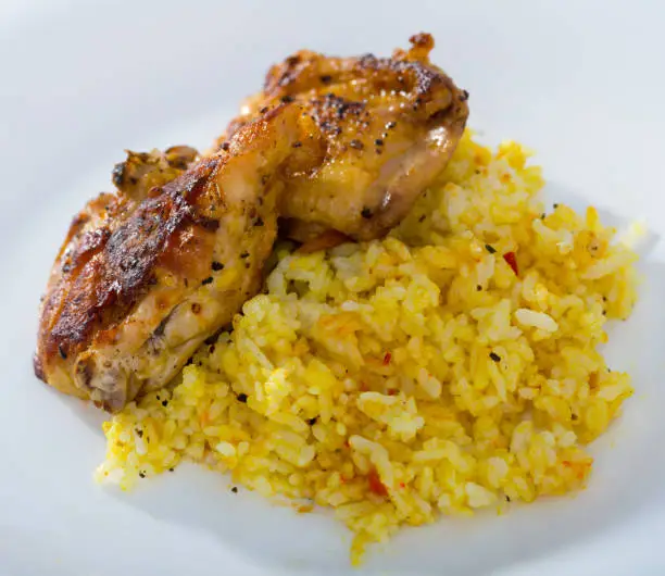 Photo of Rice with roasted chicken thighs