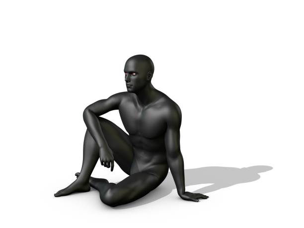 istock Man sitting on the ground. 3D rendering illustration. 1011739204