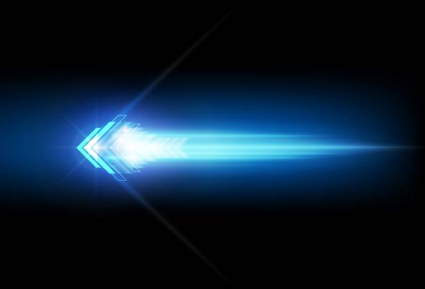 ilustrações de stock, clip art, desenhos animados e ícones de abstract speed movement blue arrows technology communicate background, vector illustration - light electricity abstract energy