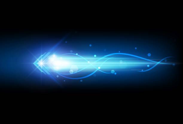 abstrakte speed bewegung blaue pfeile technologie kommunizieren hintergrund, vektor-illustration - blurred motion abstract electricity power line stock-grafiken, -clipart, -cartoons und -symbole