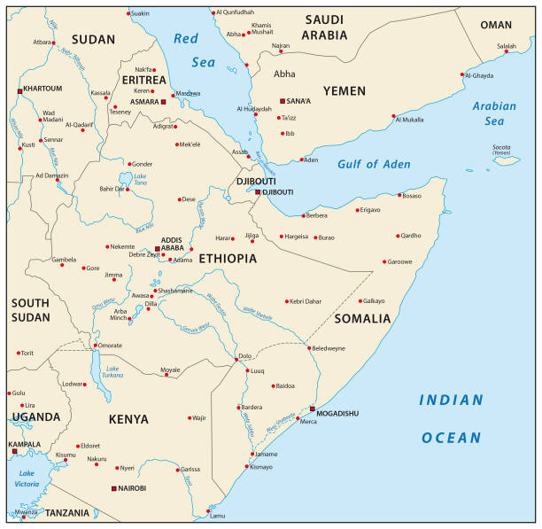 róg afryki mapa - state of eritrea stock illustrations