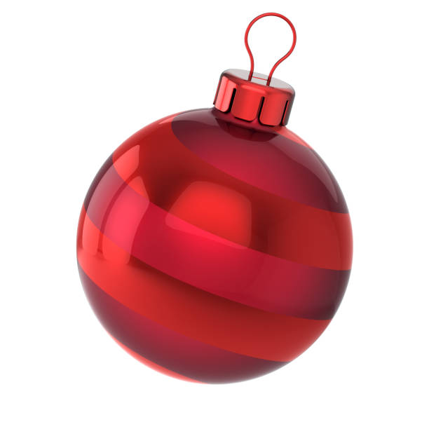 istock Red Christmas ball bauble Happy New Year icon concept 1011761812