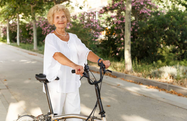 istock Elderly woman going to biking 1011763604
