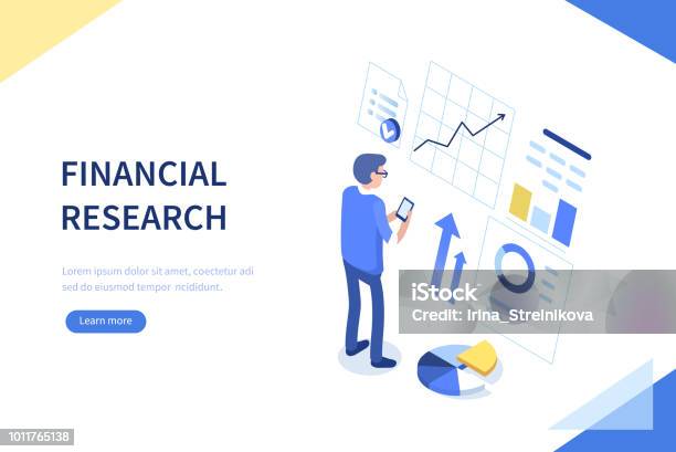 Financial Research Stock Illustration - Download Image Now - Finance, Isometric Projection, Business
