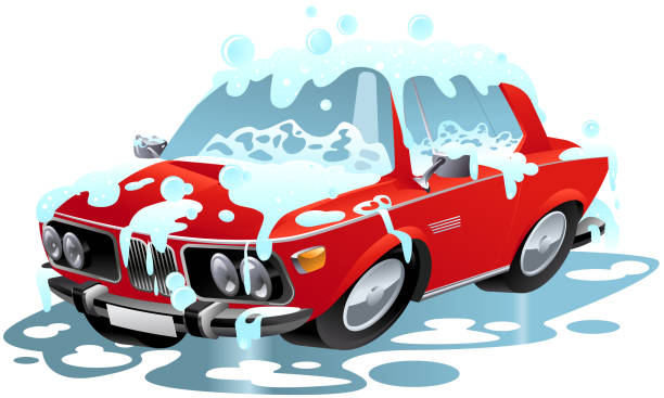 illustrations, cliparts, dessins animés et icônes de lavage de voiture cartoon symbole vecteur - car cleaning blue water