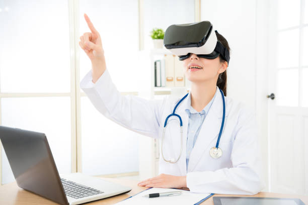 istock beautiful doctor woman wearing virtual reality 1011771680