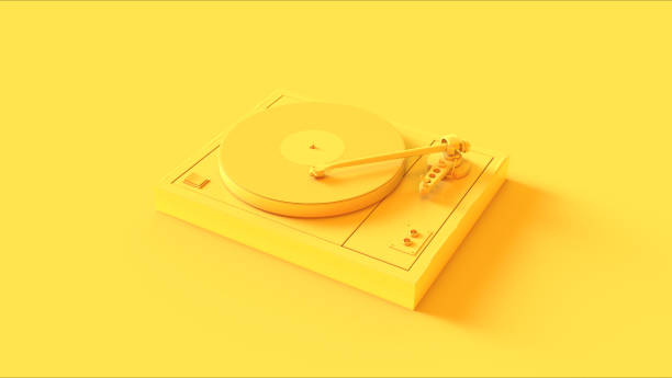istock Yellow Vintage Turntable Record Player 1011782208