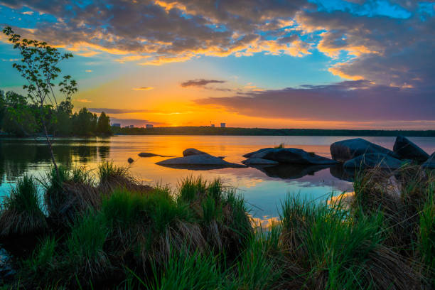 istock Sunset at the lake 1011788754