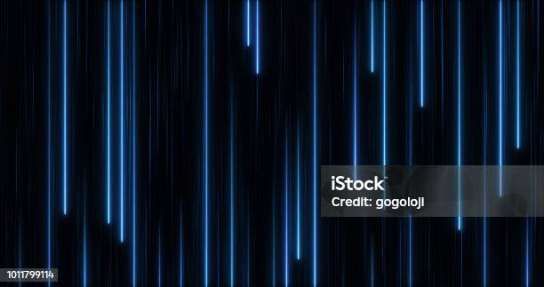 Glowing Neon Lights Stock Photo - Download Image Now - In A Row, Striped, Light Trail