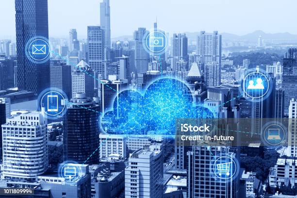 Cloud Computing Concept And Big Data Stock Photo - Download Image Now - Cloud Computing, Service, Technology