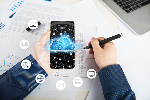 Cloud Computing,Cloud concept,Businessman,Mobile phone