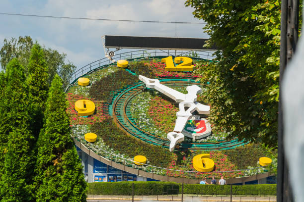 KRYVYI RIH, UKRAINE - 02 of August 2018: Biggest flower clock in Europe at summer