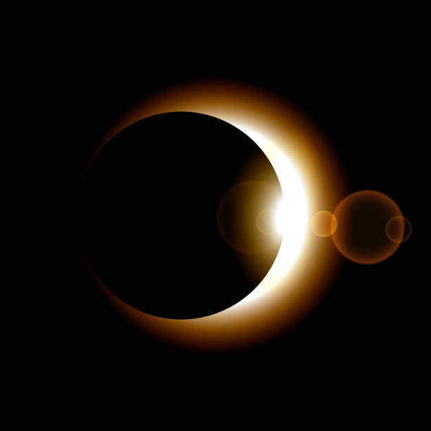 illustrations, cliparts, dessins animés et icônes de phase de l’éclipse de soleil sur fond sombre. illustration vectorielle - eclipse