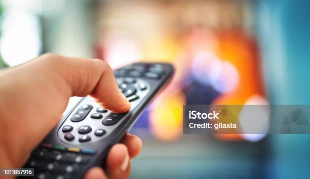 Watching Tv Pov Stock Photo - Download Image Now - Television Set, Remote Control, Television Industry