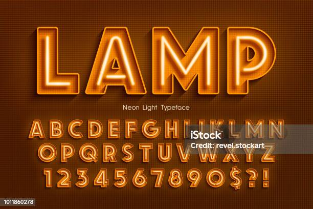 Neon Light 3d Alphabet Extra Glowing Font Stock Illustration - Download Image Now - Text, Typescript, Three Dimensional