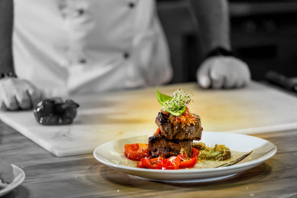 istock Beef medallion, Beef grilled, grilled vegetables, Dish from chef 1011860702