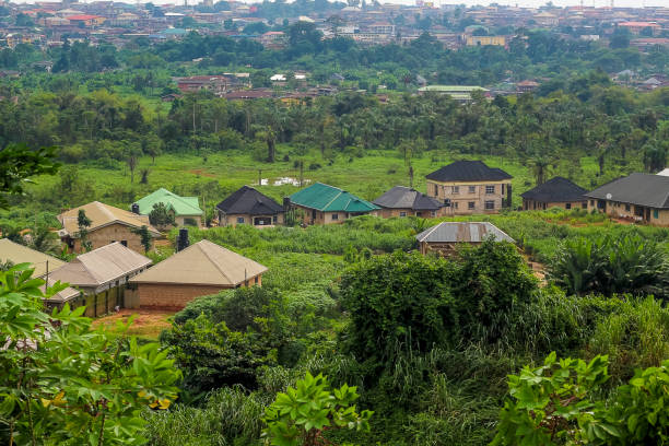 Houses in Rural Area Rural Area houses in Africa landscape fog africa beauty in nature stock pictures, royalty-free photos & images