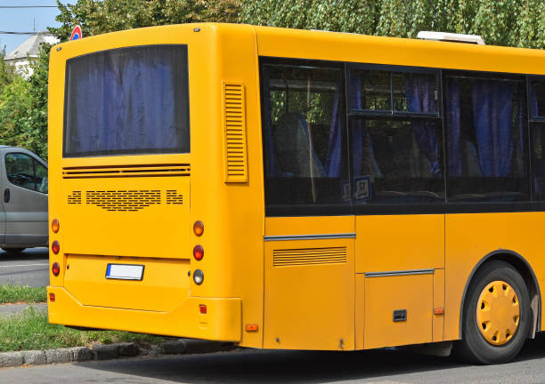 istock Yellow bus at the station 1011880060