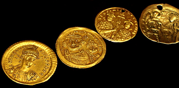Collection of ancient Roman gold coins