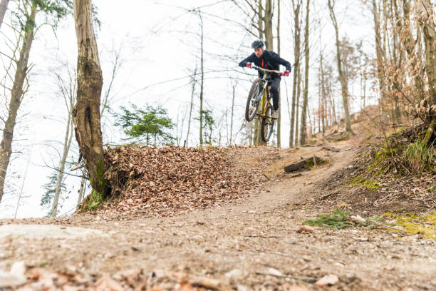 istock Mountain biker in the woods 1011887096