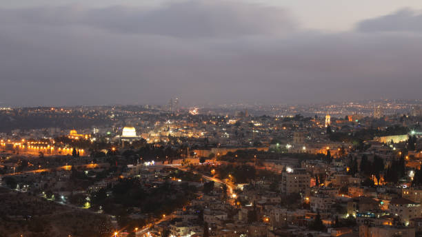 istock Jerusalem old city sunset night aerial view 1011892554