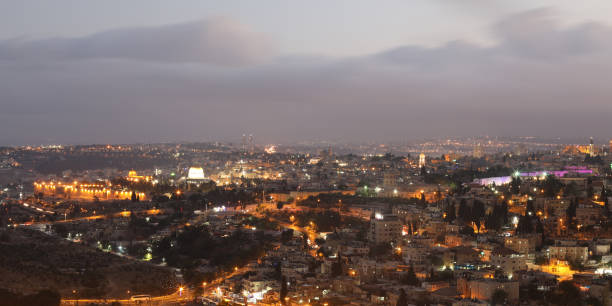 istock Jerusalem old city sunset night aerial view 1011892600