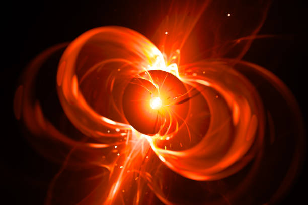огненная светящаяся вращающаяся нейтронная звезда - incoming storm стоковые фото и изображения