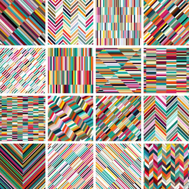 Vector illustration of Vector colorful stripes pattern backgrounds collection
