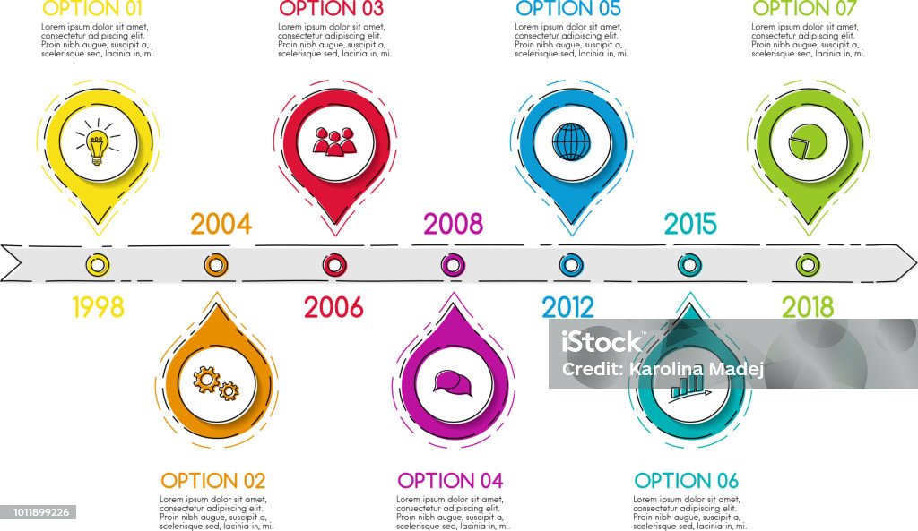 Timeline Vector Business Business Timeline Template With Hand Drawn Elements Vector Stock ...