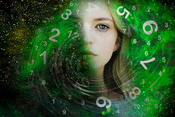 istock Space woman and numerology 1011899236
