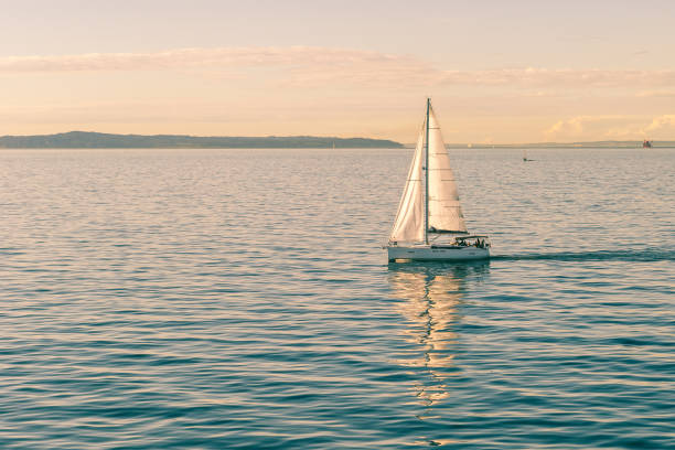 istock Sailing boat ship yachts with white sails 1011904724