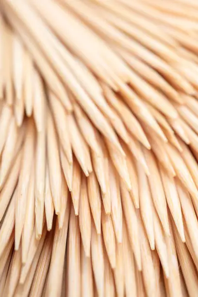 Photo of wooden toothpicks close-up