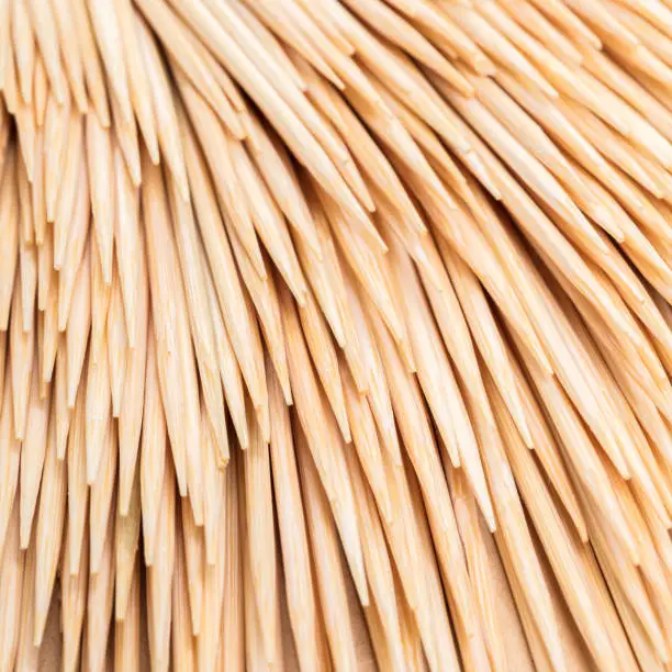 Photo of wooden toothpicks close-up
