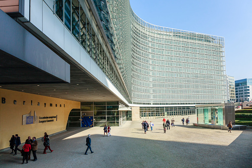 Brussels, Belgium - March 16, 2017: The Berlaymont office building headquarters of the European Commission in Brussels, Belgium.