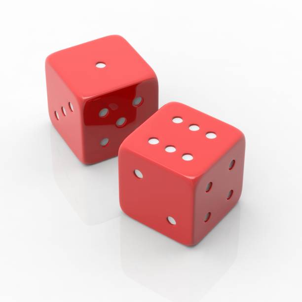 istock Two red dices one and six, isolated on white background 1011916404