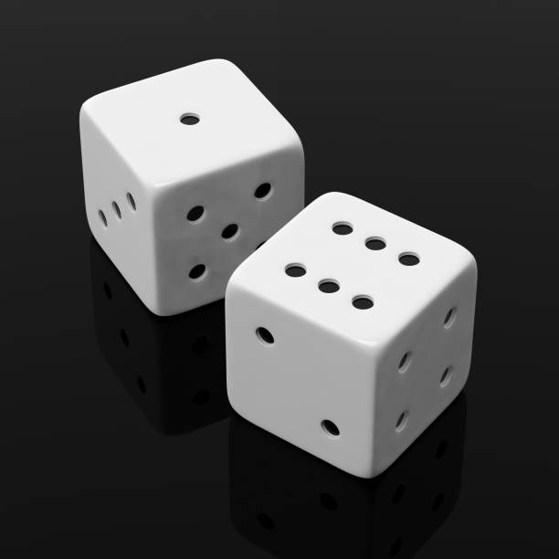 istock Two black dices one and six, isolated on black background 1011916470