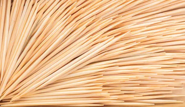 Photo of wooden toothpicks close-up