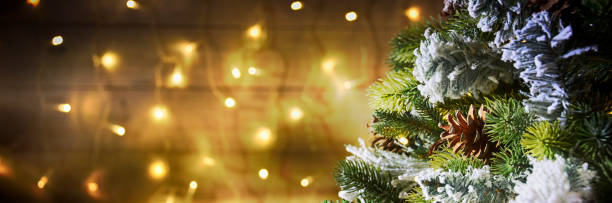 istock Stylish rustic holiday background with christmas tree 1011919404
