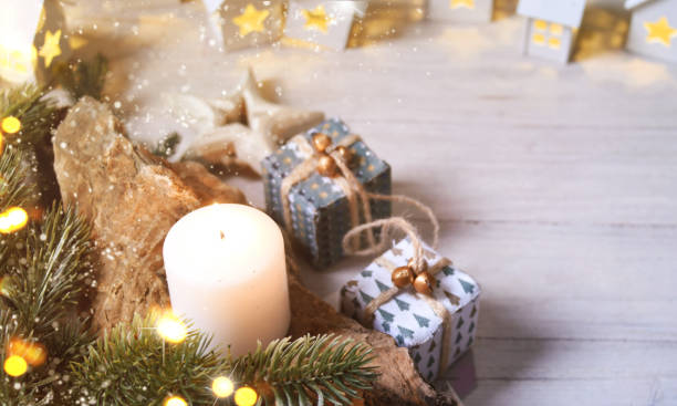 istock Cosy and soft winter background, knitted sweater and lights 1011919840