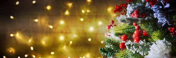 istock Stylish rustic holiday background with christmas tree 1011930660