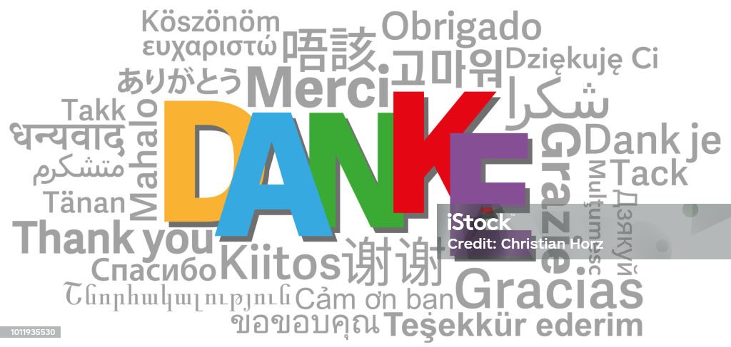 thank you word cloud in different languages thank you word cloud in different languages with German word DANKE in center vector illustration Gratitude stock vector