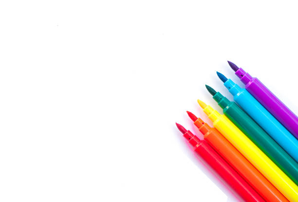 Set of colorful marker pens.