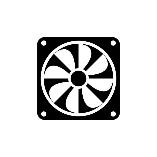 fan-symbol auf weißem hintergrund. vektor-illustration. - summer cool electric fan heat stock-grafiken, -clipart, -cartoons und -symbole