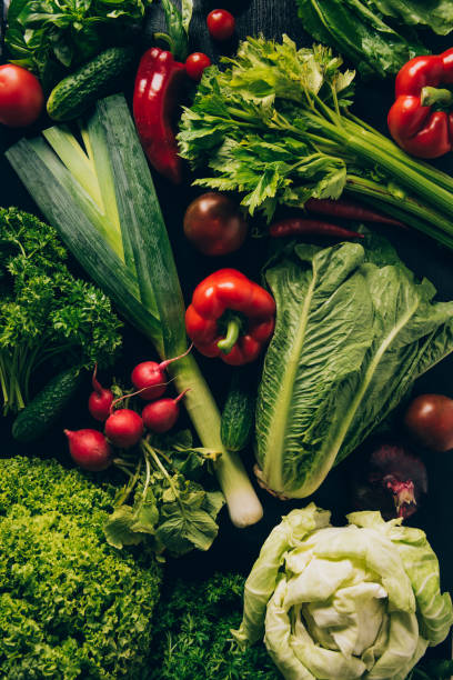 istock top view of leek, bell peppers and different vegetables on table 1011951256