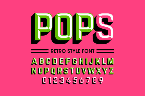 illustrations, cliparts, dessins animés et icônes de polices de style tendance pop art - three dimensional shape alphabetical order alphabet text