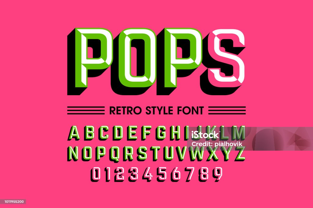 Fonte de pop art na moda estilo - Vetor de Texto Datilografado royalty-free