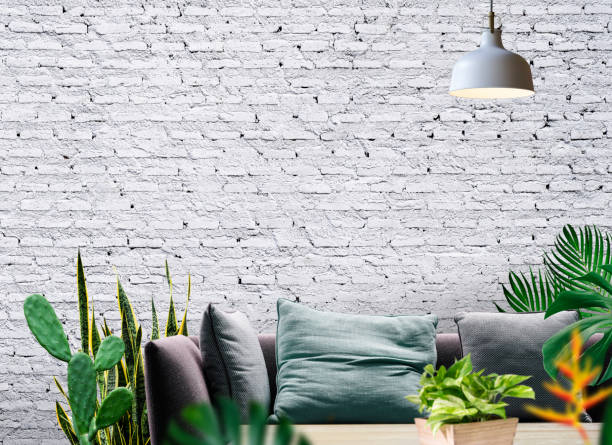 Living room decorated with trees