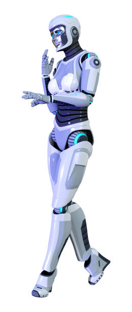 istock 3D illustration female robot on white 1011982292
