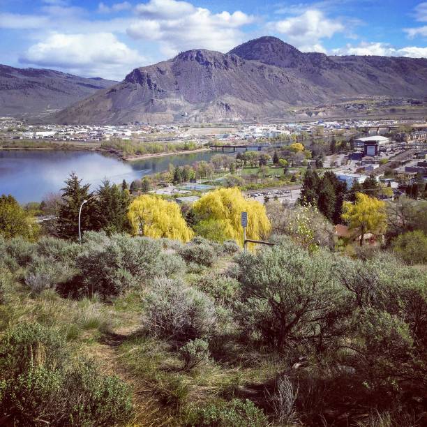 View overlooking the arid town of Kamloops, in the beautiful interior of British Columbia, Canada View overlooking the arid town of Kamloops, in the beautiful interior of British Columbia, Canada kamloops stock pictures, royalty-free photos & images